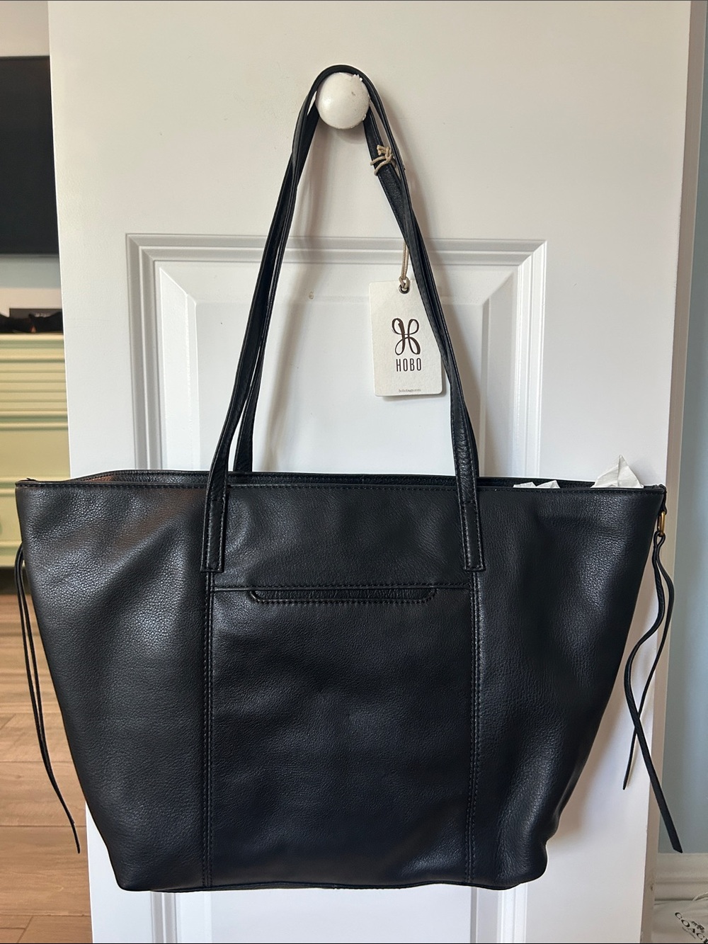 HOBO Black Leather Tote with Dual Shoulder Straps